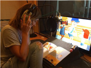 Jenny Frost recording the animated George the sun safe superstar