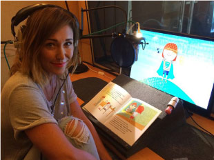 Jenny Frost recording the animated George the sun safe superstar